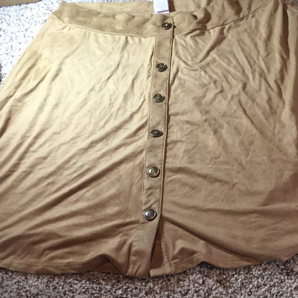 Beige Microsuede Skirt